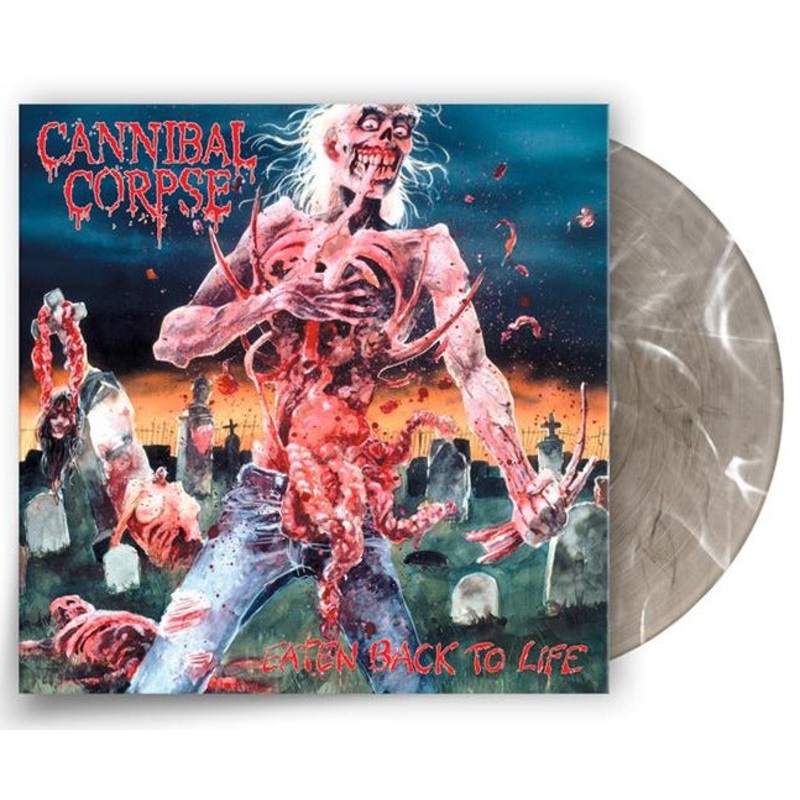 CANNIBAL CORPSE 'EATEN BACK TO LIFE' LIMITED EDITION SMOKY CLEAR WITH WHITE SWIRL LP ONLY 500 MADE