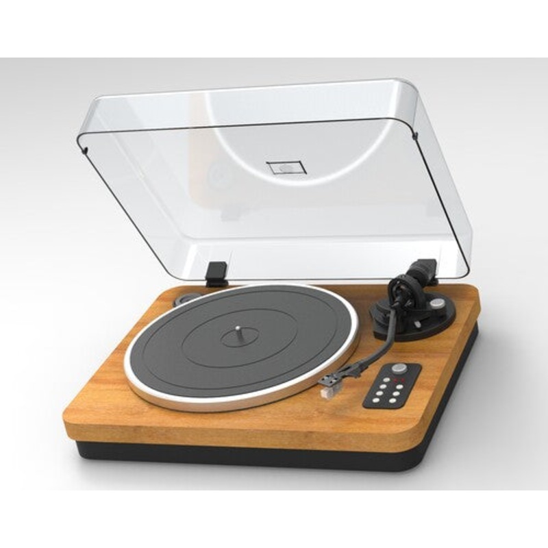 Ilive ITTB401DW Bluetooth Turntable - Wood Deck (33/45/78) - Dust Cover (Brown)