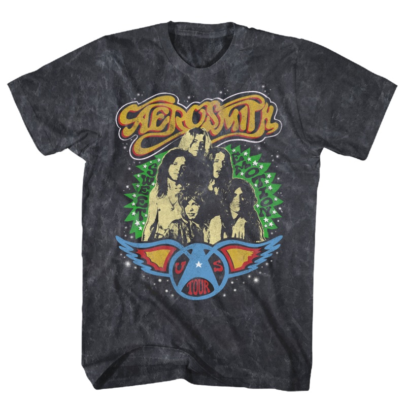 AEROSMITH SWEET EMOTION US TOUR BLACK MINERAL WASH T-SHIRT BLACK
