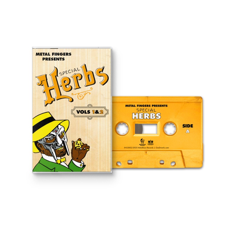 MF DOOM 'METAL FINGERS PRESENTS: SPECIAL HERBS VOL. 1 & 2' CASSETTE (Mustard Yellow)