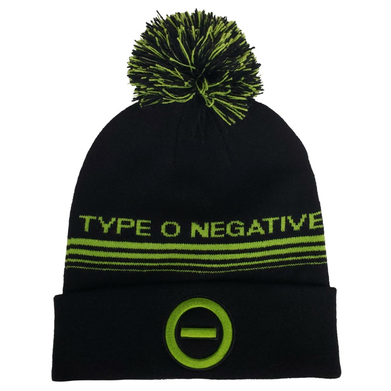 TYPE O NEGATIVE JACQUARD 1X1 RIBBED POM KNIT HAT BLACK