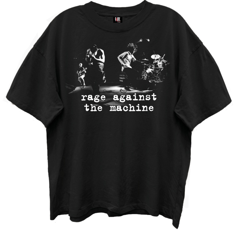 RAGE AGAINST THE MACHINE BAND PHOTO/GIANT VINTAGEIMO BLACK T-SHIRT VINTAGE BLACK