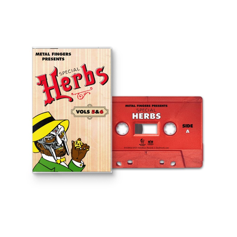 MF DOOM 'METAL FINGERS PRESENTS: SPECIAL HERBS VOL. 5 & 6' CASSETTE (Apple Red)