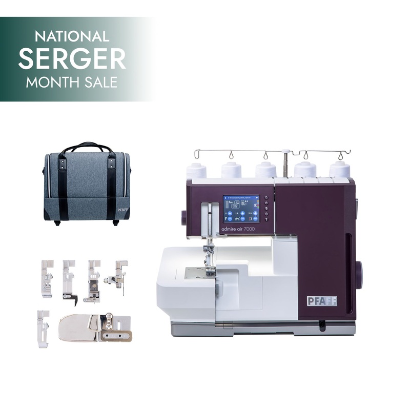 PFAFF admire air 7000 Purple Coverlock Machine + National Serger Month Bundle