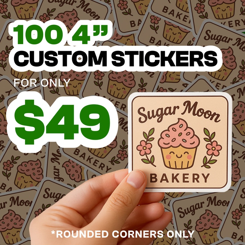 100 Custom 4.0" Squares with Rounded Corners