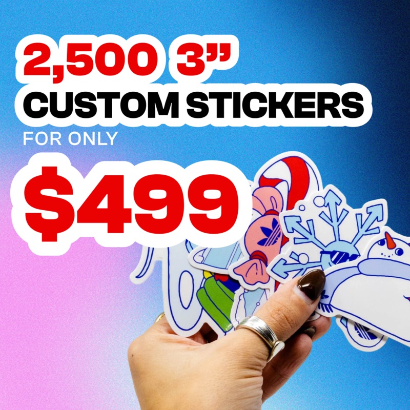 2500 3.0" Custom Vinyl Stickers for $499