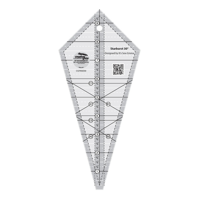 Creative Grids Starburst 30 Degree Triangle Quilt 9-1/2in Ruler