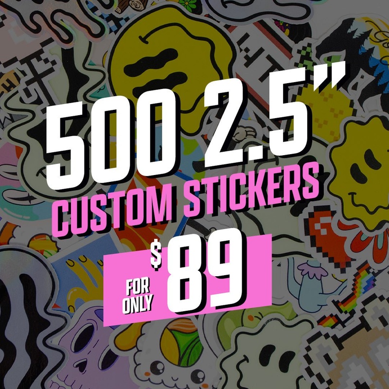 500 Custom 2.5" Stickers for $89
