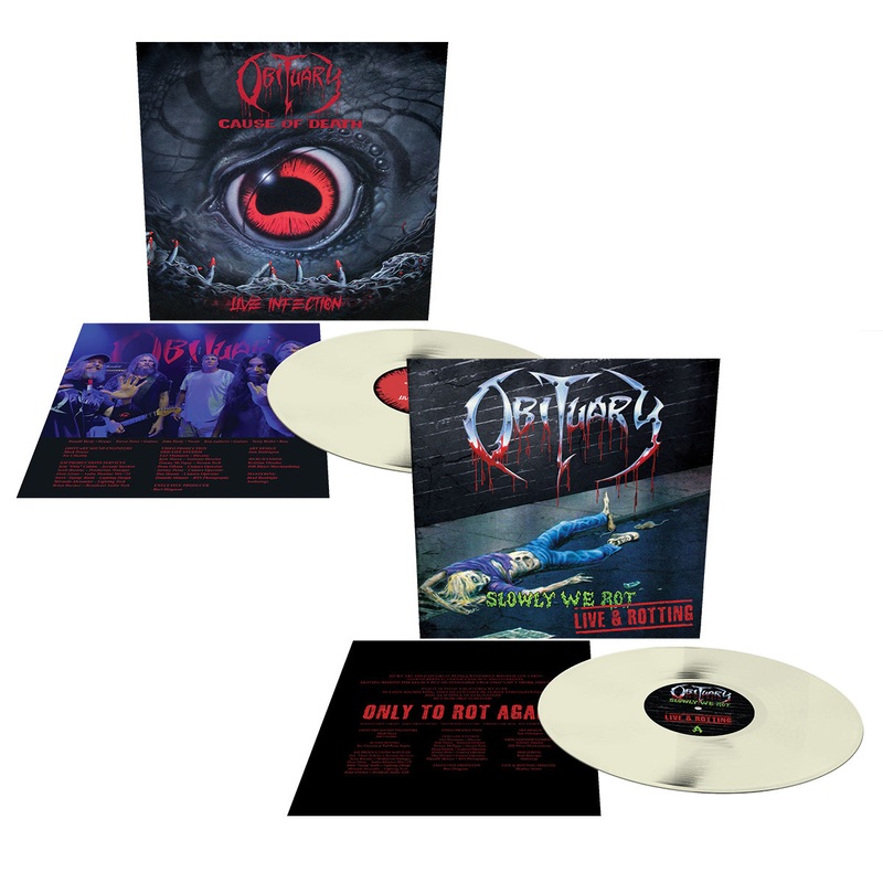 OBITUARY CAUSE OF DEATH - LIVE INFECTION & 'SLOWLY WE ROT - LIVE AND ROTTING' LIVE LP BUNDLE (Limited Edition Bone White Vinyl)