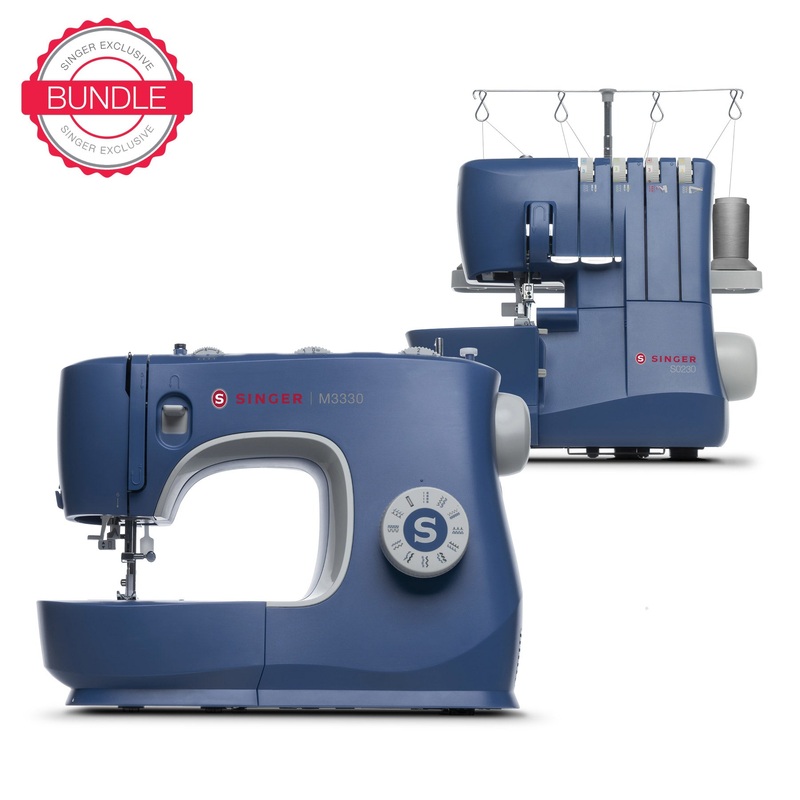 SINGER Navy Blue Sewing Machine & Serger Bundle