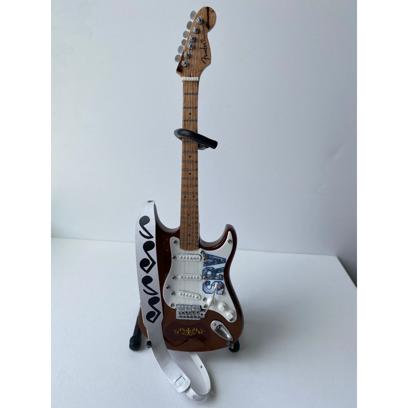 STEVIE RAY VAUGHAN MINI GUITAR STRAP - SRV MUSICAL NOTE WHITE STRAP - AXE HEAVEN