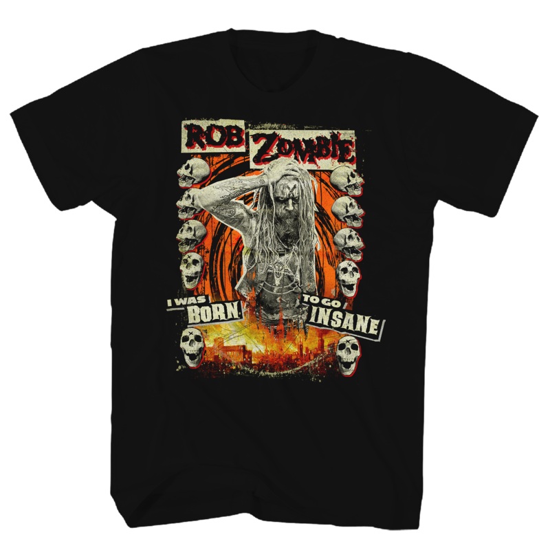 ROB ZOMBIE BORN TO GO INSANE BLACK T-SHIRT BLACK