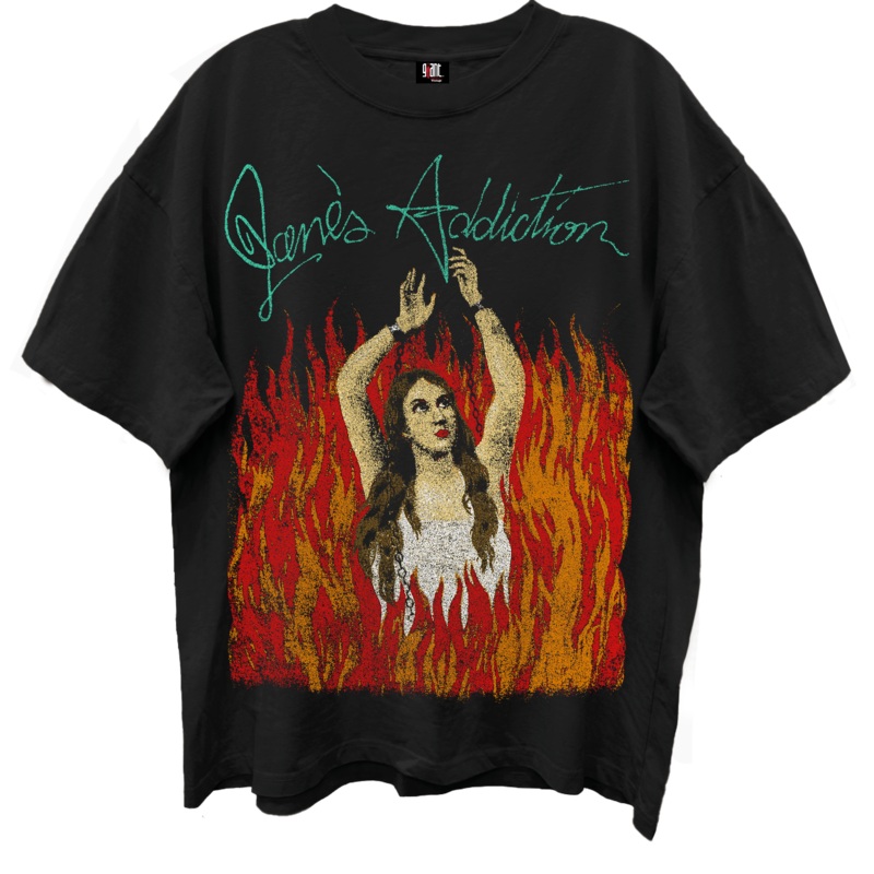 JANES ADDICTION BURNING LADY LIMO BLACK ENZYME WASH T-SHIRT/GIANT VINTAGE BLACK
