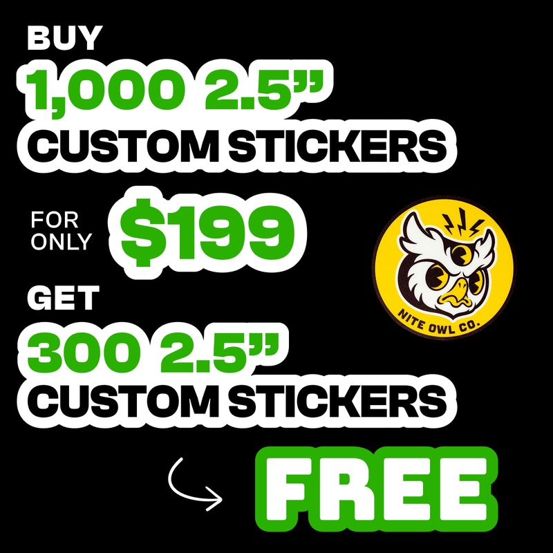 Buy 1000 2.5" Custom Stickers, Get 300 2.5" FREE