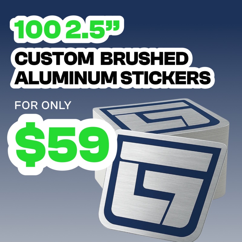 100 2.5" Brushed Aluminum Stickers