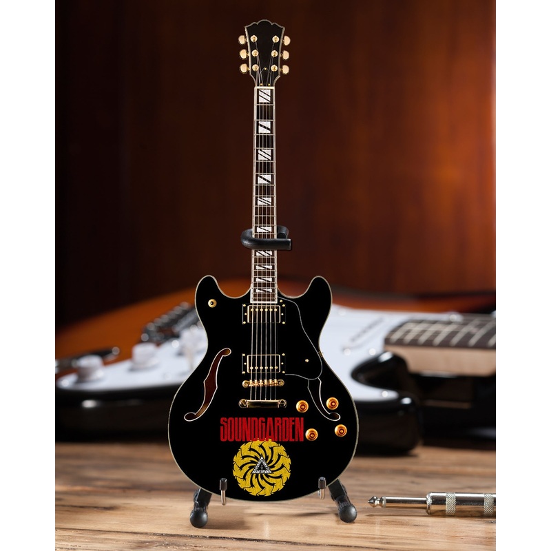 LICENSED SOUNDGARDEN LOGO SIGNATURE CHRIS CORNELL BLACK HOLLOW BODY MINI GUITAR