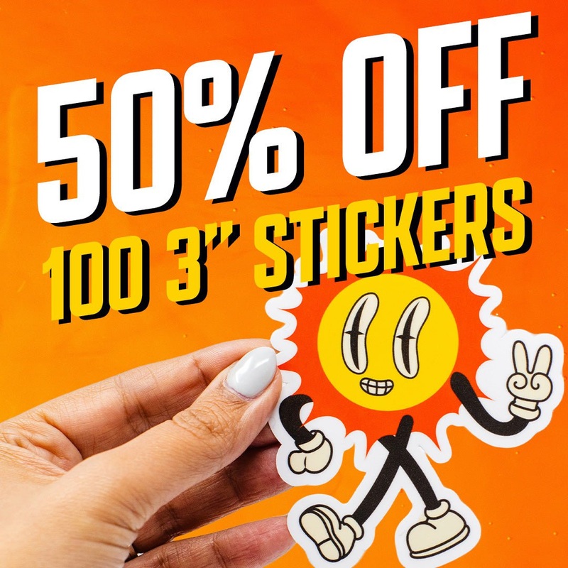 100 3" Custom Vinyl Stickers - 50% Off