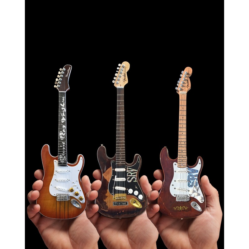 STEVIE RAY VAUGHAN SRV SET OF 3 MINI GUITAR REPLICA COLLECTIBLES - OFFICIALLY LICENSED FENDER