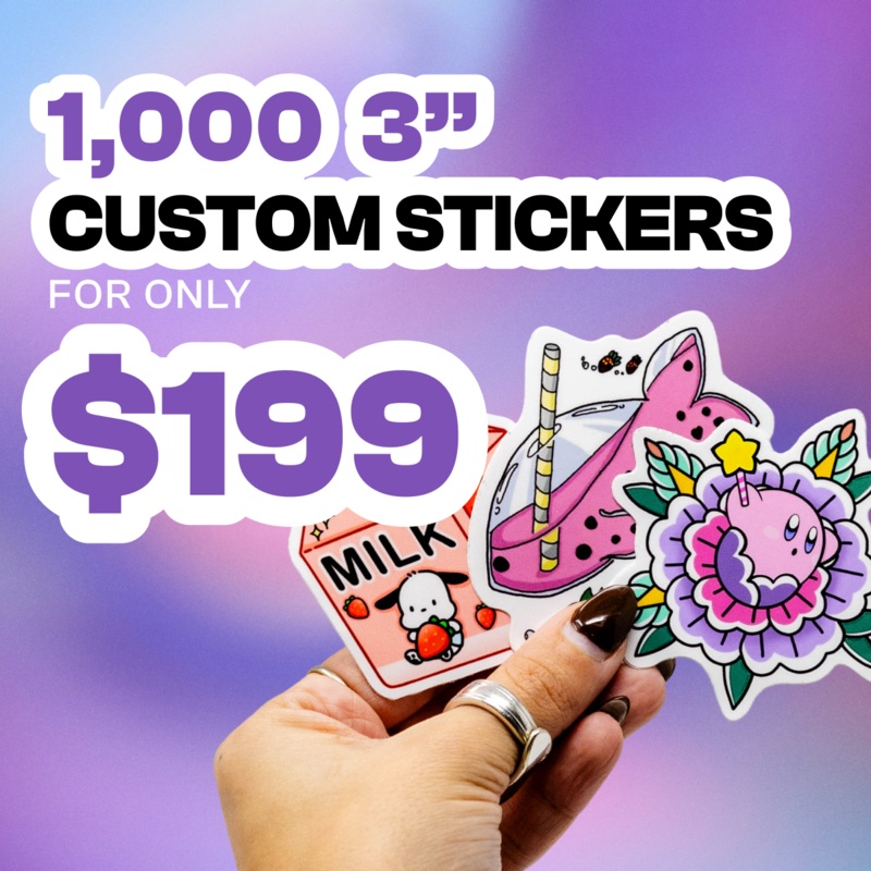 1000 3.0" Custom Vinyl Stickers for $199