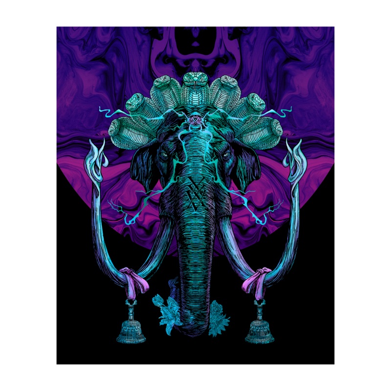 MASTODON LIMITED EDITION EXCLUSIVE 18x24 FLOCKED BLACKLIGHT PAUL ROMANO ILLUSTRATION POSTER