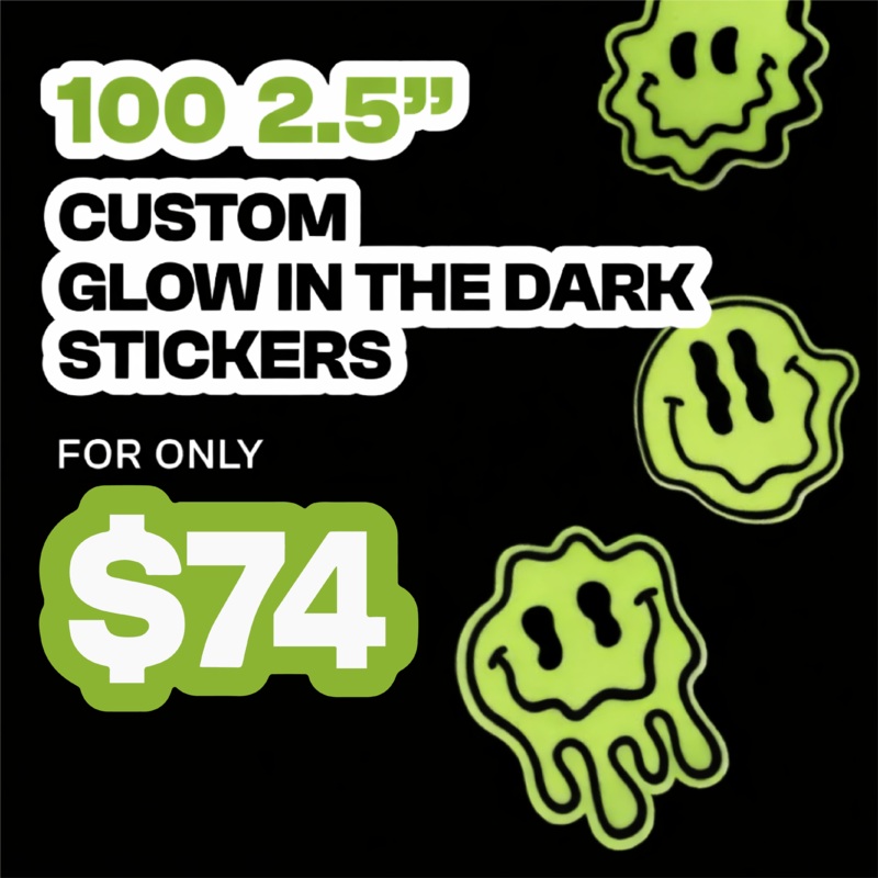 100, 2.5" Glow In The Dark Stickers
