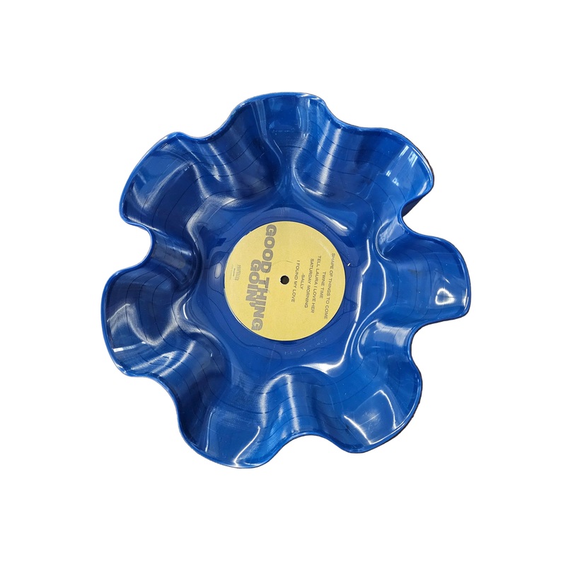 1 Color Vinyl Repurposed Record Bowl Glitter Blue