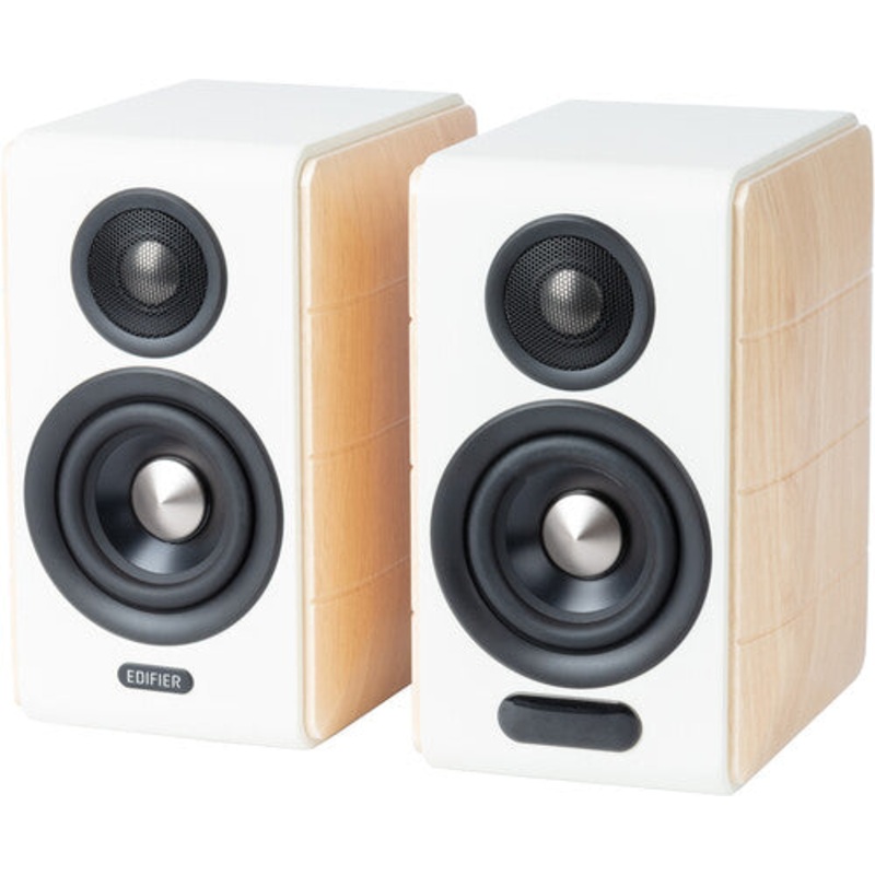 Edifier S880Dbmkii Bt Hi-Res 2.0 Bkshlf Spkrs Wht - Edifier S880DBMKII Bluetooth Hi-Res 2.0 Bookshelf Speakers - 88 Watts (White/Tan)