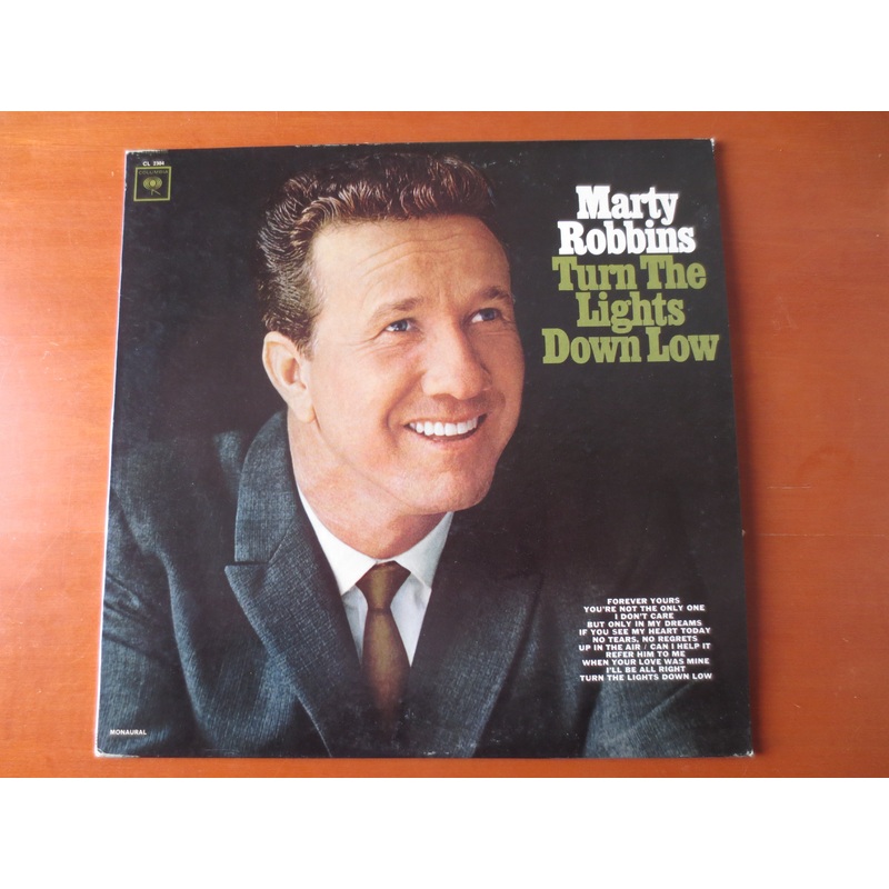 MARTY ROBBINS, Turn The Lights Down Low, Vintage Album, 1965 Record, Vinyl LP