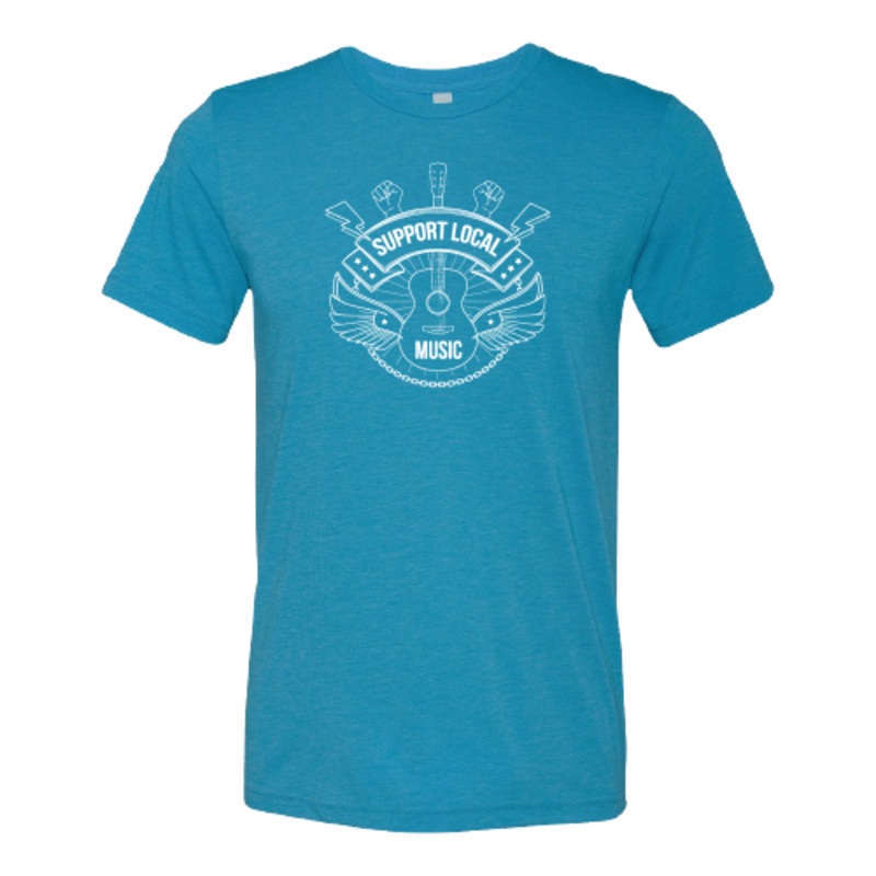 Support Local Music - Lightning Bolt Fist Tee (Steel Blue)
