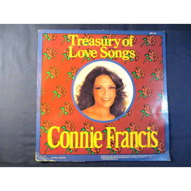 CONNIE FRANCIS, Treasury of LOVE Songs, Pop Records, Vintage Vinyl, Record Viny, Records, Vinyl Record, Vinyl, 1984 Records