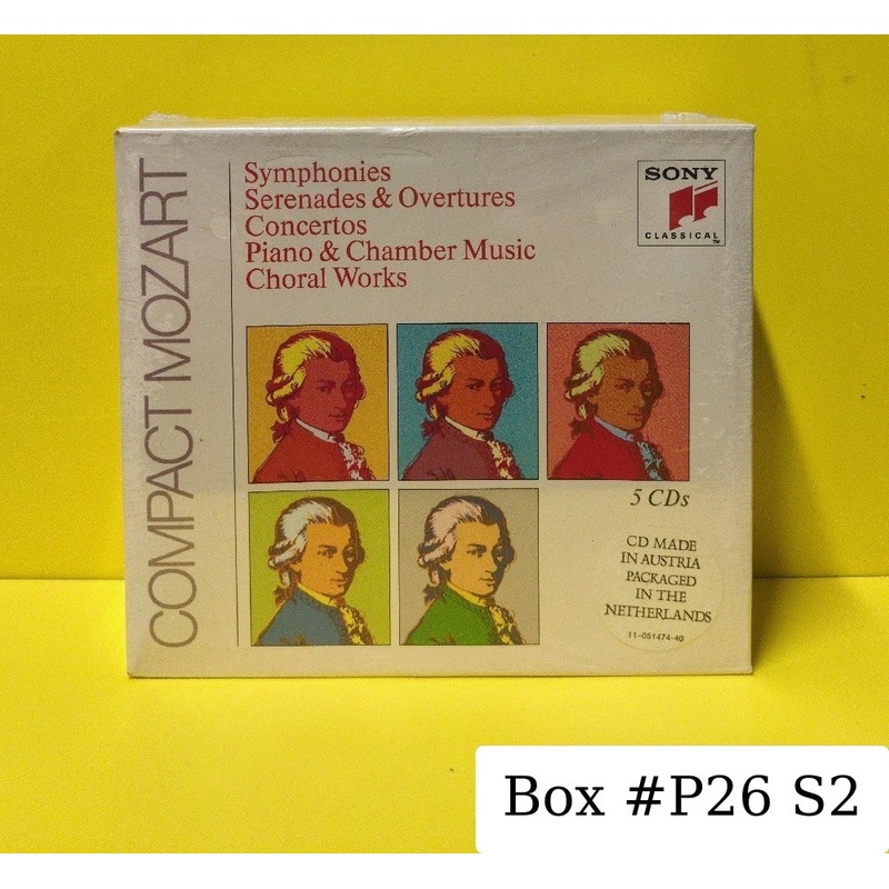 Wolfgang Amadeus Mozart, Various - Compact Mozart - 1990 - SB5K 45 977 - New - Sealed - CDs 5xCD Box Set - Netherlands Import
