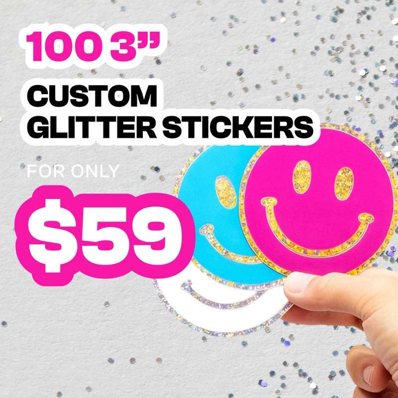 100 3.0" Custom Glitter Holographic Stickers