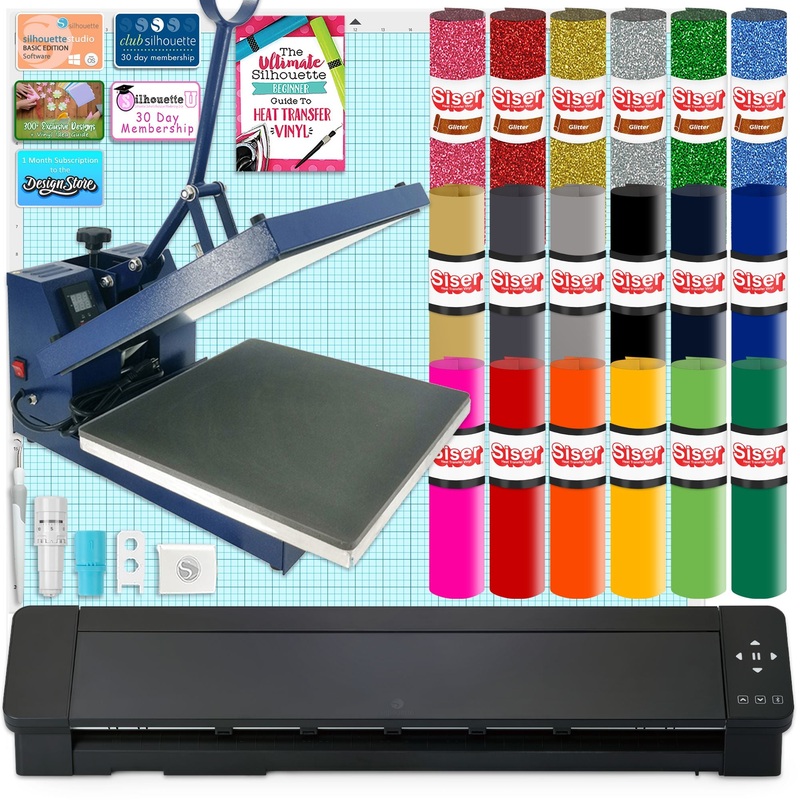 Silhouette Cameo 5 PRO MK-II with 15" x 15" Navy Heat Press & Siser HTV