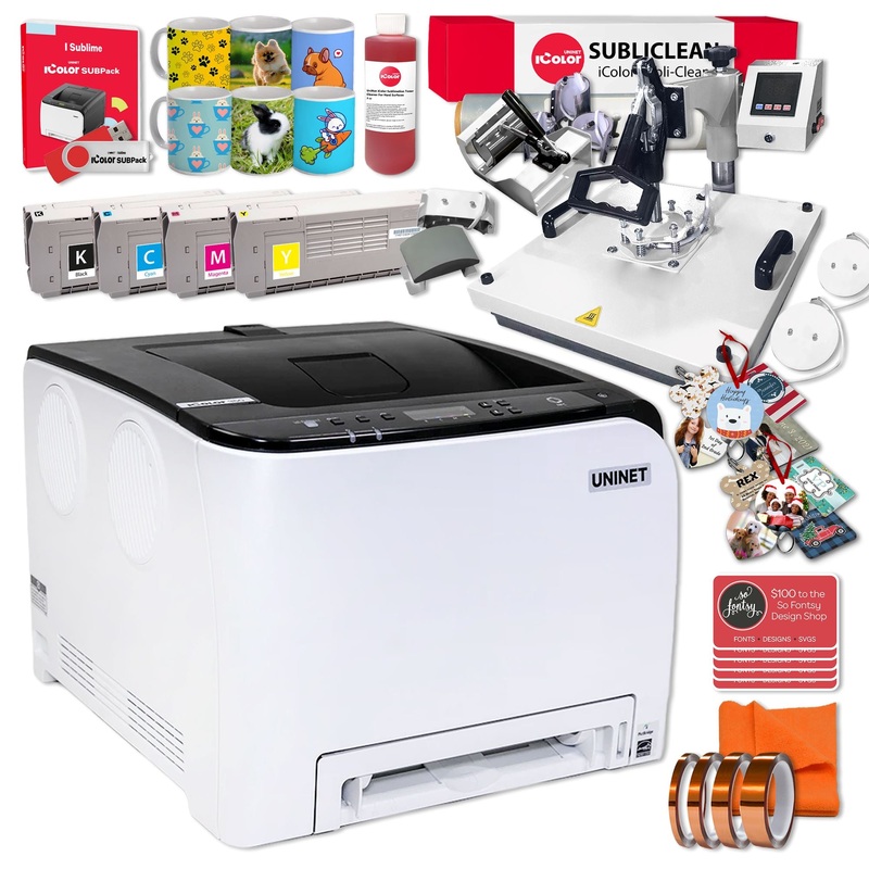 Uninet IColor 350 Laser Dye Sublimation Printer w/ 15" x 15" 8-in-1 Heat Press