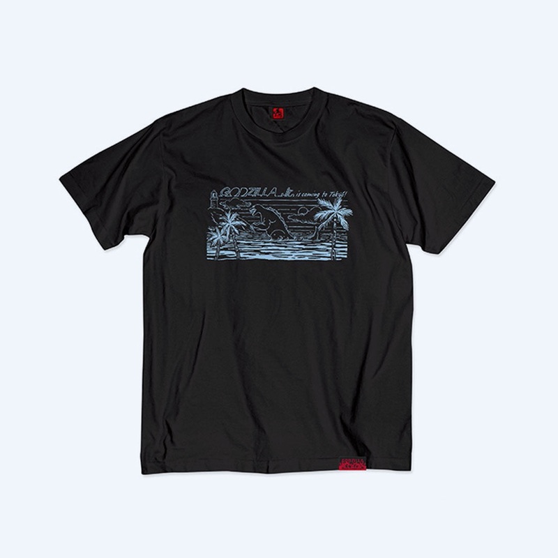 Godzilla vs. Destoroyah 30th Anniversary Scene Illustration T-Shirt 4 (Godzilla Jr.) Black