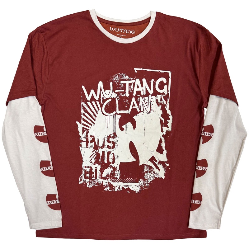 Wu-Tang Clan Unisex Layered Long Sleeve T-Shirt: Graffiti Red & White