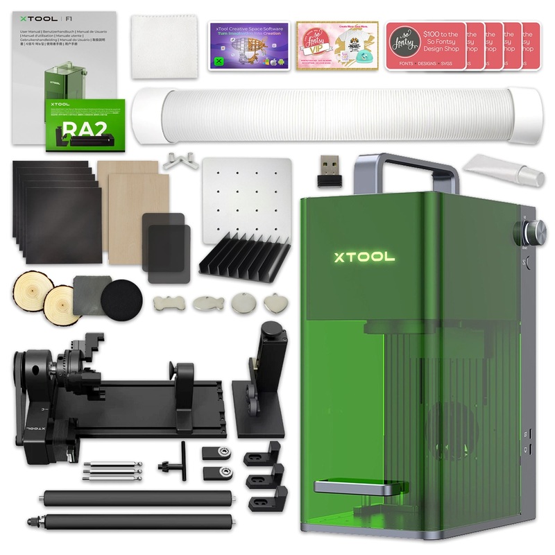 xTool F1 Fast Portable Laser Engraver and Cutter with 4-in-1 Cup Spinner