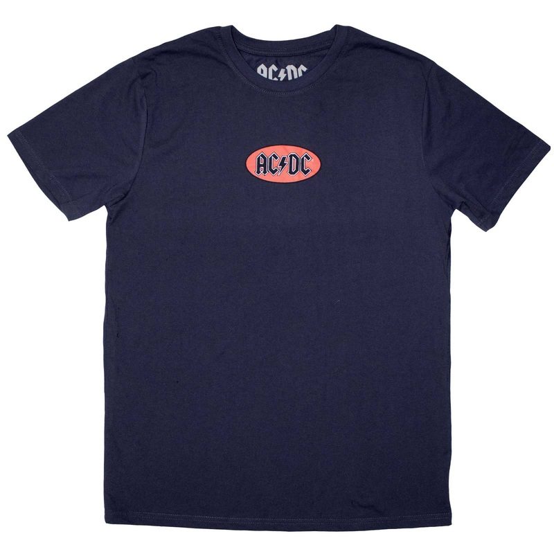 AC/DC Unisex T-Shirt: Mini Oval Logo Navy Blue