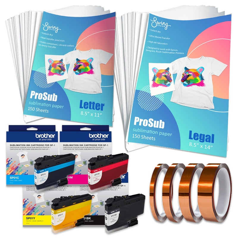 Brother SP-1 Sublimation Ink Refill Cartridge CMYK, Sublimation Paper, & Tape