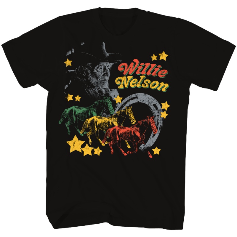 WILLIE NELSON MULTI COLOR HORSE black