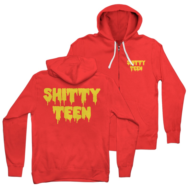 Shitty Teen Red Zip Hoodie RED+
