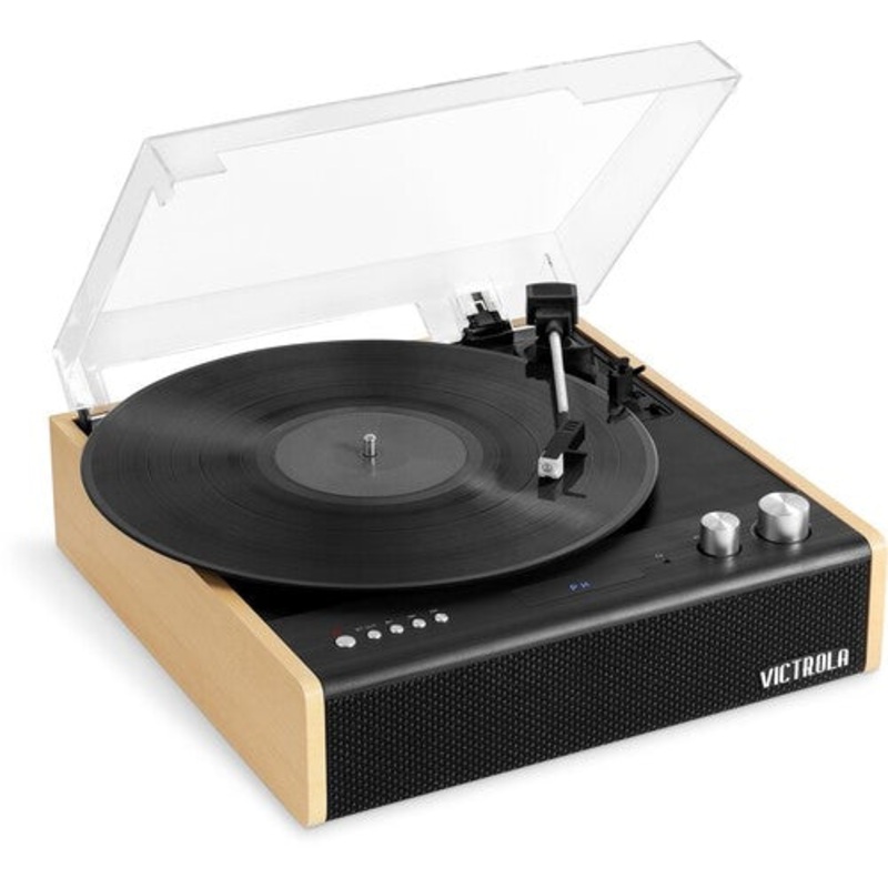 Victrola VTA-72-BAM Eastwood Dual Bluetooth Turntable - Speakers (Black/Brown) (Large Item, Bluetooth, Built-In Speakers, Black)